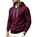 Herren Kapuzenpullover Bordeaux Rot Fleece Gefuettert Reissverschluss Sweatshirt - S / Oberteile / Burgunderrot