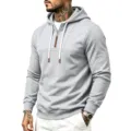 Herren grauer Quarter-Zip Fleece-Hoodie lässiger Langarm Kapuzenpullover Oberteil - Hellgrau