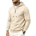 Modischer Herren Casual Halb-Reißverschluss Fleece Kapuzenpullover Sweatshirt Top - Aprikose