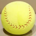 Cute yellow softball plush pillow toy with red stitching, soft stuffed ball for kids and decor. - 9cm Pendant / Green