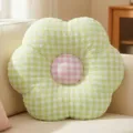 Green and pink gingham flower plush throw pillow, cute aesthetic cushion for sofa and bed decor. - 50cm / Green