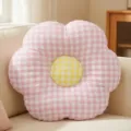Pink white grid flower plush pillow cute floral cushion soft sofa bolster room decor aesthetic - 50cm / Pink