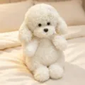 Simpatico cucciolo di barboncino bianco peluche morbido animale imbottito per ragazze decoro. - Bianco