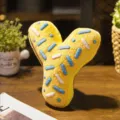 Cartoon donut letter Y plush pillow, cute yellow stuffed toy for home decor and kids gift. - Letter Y