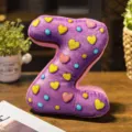 Plush letter Z pillow cute purple donut stuffed doll soft decorative cushion for kids room - Letter Z