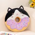 Simpatico cuscino in peluche gatto ciambella, cuscino gattino bianco e nero decoro. - Stile Gatto Nero