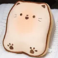 Cute cat toast shape plush pillow, soft stuffed animal cushion for sofa and home decor. - Happy Face Style
