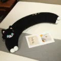Black cat long plush pillow, cute cartoon animal stuffed toy doll for girls bed decoration. - Black Cat / 90cm (0.85kg)