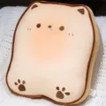 Cute toast bread plush pillow toy, soft cartoon cat paw cushion for sofa decor - Nose Bubble Style