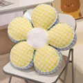 Cuscino floreale a quadri giallo e blu simpatico cuscino girasole per divano sedia tatami - 40cm (0.45kg) / Stile a Quadri Gialli