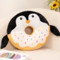Cartoon penguin donut plush pillow, soft cute animal cushion toy for home decor, comfortable. - Penguin Style