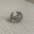 Zilveren Zirkon Open Ring, Vintage Opengewerkt Filigraan Ontwerp, Elegante Vingerring. - Vintage Bloemen Zirkon Ring / Zilver