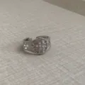 Zilveren open zirkonring voor dames, trendy niche luxe stijl elegante vinger sieradenitem. - Kruisring / Zilver