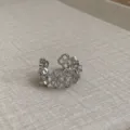 Anello Aperto in Zircone Argento Anello Impilabile Delicato da Donna Gioiello Geometrico - Anello Floreale Geometrico / Argento