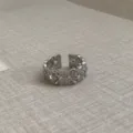 Anello Aperto in Zircone Argentato Fiore a Quattro Petali Gioiello Donna Variante - Anello a Fiore di Trifoglio / Argento
