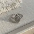 Anello aperto con croce in zircone argento, gioiello minimalista impilabile squisito. - Anello in Zircone Micro-Intarsiato a Croce / Argento