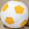 Plush soccer ball pillow, yellow and white round soft stuffed sports toy variant. - Yellow