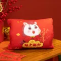 Oreiller chauffe-mains en peluche de l'Année du Cheval, coussin mignon rouge pour hiver. - Style Promotion