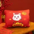 Oreiller chauffe-mains en peluche année du cheval, design mignon de mascotte et tissu doux. - Style kaki