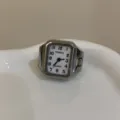 Vintage zilveren vierkante ring horloge kwarts vinger sieraden modieus accessoire - Zilver Vierkant Dienblad