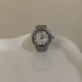 Zilverkleurig achthoekig ringhorloge voor dames met witte wijzerplaat en quartz uurwerk. - Achtkantig Zilver Witte Wijzerplaat