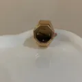 Elegante anello con orologio in oro rosa con quadrante ottagonale per stile quotidiano. - Oro Rosa Ottagonale Quadrante Nero