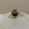 Orologio ad anello ottagonale vintage oro con quadrante sfumato verde, elegante orologio elastico. - Verde Sfumato Quadrante Ottagonale