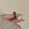 Handgemaakte gotische kruis emaille stapelring, trendy punk verstelbare open vinger sieraden. - Stijl 2 (2786) / Zwart