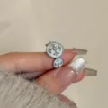 Handgemaakte geemailleerde kruis verstelbare ring sweet cool stijl zilveren vingering - Stijl 1 (2785) / Wit