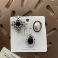 Vintage crystal pearl brooch set detail, exquisite alloy crafted decorative pin accessories. - Cross Oval Drop Combination (G)