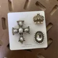 Vintage baroque rhinestone pearl brooch set with cross and crown for elegant wear. - Cross Crown Oval Combination (I)