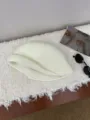 Cappello a secchiello in maglia tinta unita caldo invernale, tessuto misto lana morbido con risvolto. - Crema
