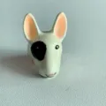 Anello bull terrier unico, gioiello in ceramica design animale, regalo perfetto per gli amanti. - Bull Terrier (Bianco)