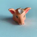 Simpatico anello rosa smaltato a forma di maialino con corona, gioiello animale di tendenza. - Testa di Maiale (Arancione)