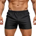 Détail de short de sport noir séchage rapide pour homme, tissu respirant fitness. - S / Noir