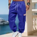 Blaue Jogginghose Herren Streetwear Freizeit gefütterte Sporthose mit Taschen bequeme - S / Unterteile / Saphirblau
