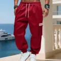 Herren dicke gefütterte Cargo Freizeithose Winter Streetwear Outdoor Sport Jogginghose rot - S / Unterteile / Hellrot