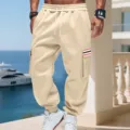 Comodi pantaloni cargo felpati uomo casual streetwear pantaloni della tuta beige - Albicocca