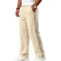 Pantalon de survêtement droit décontracté pour homme avec bandes latérales contrastées. - Kaki