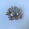 Exquisite rhinestone evil eye brooch detail, sparkling crystal and enamel design close-up. - Ring / Silver