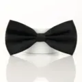 Nœud papillon noir classique pour homme mariage marié smoking couleur unie double couche noeud - Noir Lisse Classique