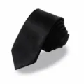 Cravate noire étroite de 5 cm, cravate formelle classique pour homme et femme. Vue détaillée. - Longueur 145cm / 5cm Étroit Noir Brillant Noué à la Main