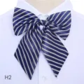 Ruban de nœud papillon professionnel pour femmes rayé élégant accessoire de chemise de bureau - Style 04 (Rayures Diagonales Bleu et Blanc)