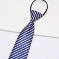 Cravate à Fermeture Éclair Rayée Bleu Blanc pour Homme Femme Uniforme Bureau - Style Imprimé à Fermeture Éclair 04