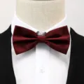 Noeud papillon double rouge vin detail, tissu de qualite pour costume formel homme. - Noeud Papillon Bordeaux Foncé Double Couche Classique