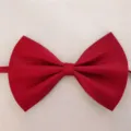 Gros plan sur le detail du noeud papillon en tissu rouge vin, design uni classique pour enfants. - Bordeaux