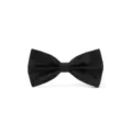Détail de nœud papillon double noir, tissu satiné élégant pour mariage et costumes formels. - Noir Classique