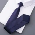 Dark blue business zipper tie detail, classic formal wear necktie for men and professional work. - Style 017