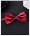 Weinroter Satin Fliege Detail, klassisches Herren Anzug Accessoire mit glatter Textur. - Klassisch Hellweinrot