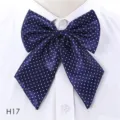 Femme affaires nœud papillon bleu foncé à pois accessoire de col de chemise pro détail - Style 02 (Pois Bleu Foncé)